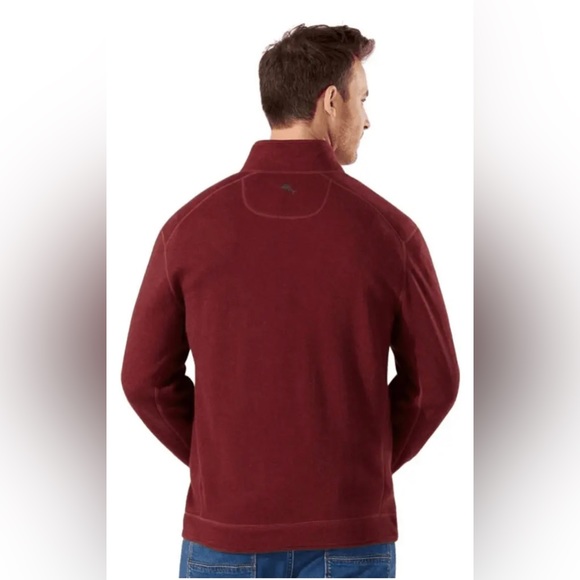 Tommy Bahama Flipshore Half Zip Reversible Sweater Black Cherry Hther 3X… - Picture 2 of 9
